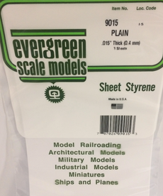 Evergreen Scale Models Evergreen 9015 - .015" (.38MM) X 6" X 12" PLAIN OPAQUE WHITE POLYSTYRENE (3) SHEETS