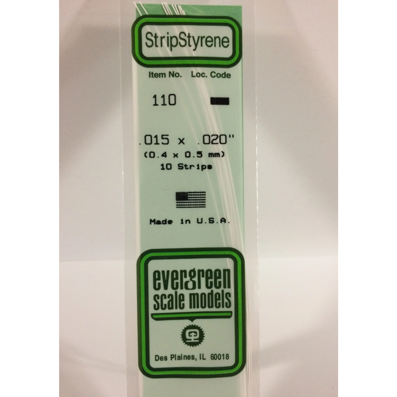 Evergreen Scale Models Evergreen 110 - .015" X .020" X 14" OPAQUE WHITE POLYSTYRENE STRIP (10) Pack