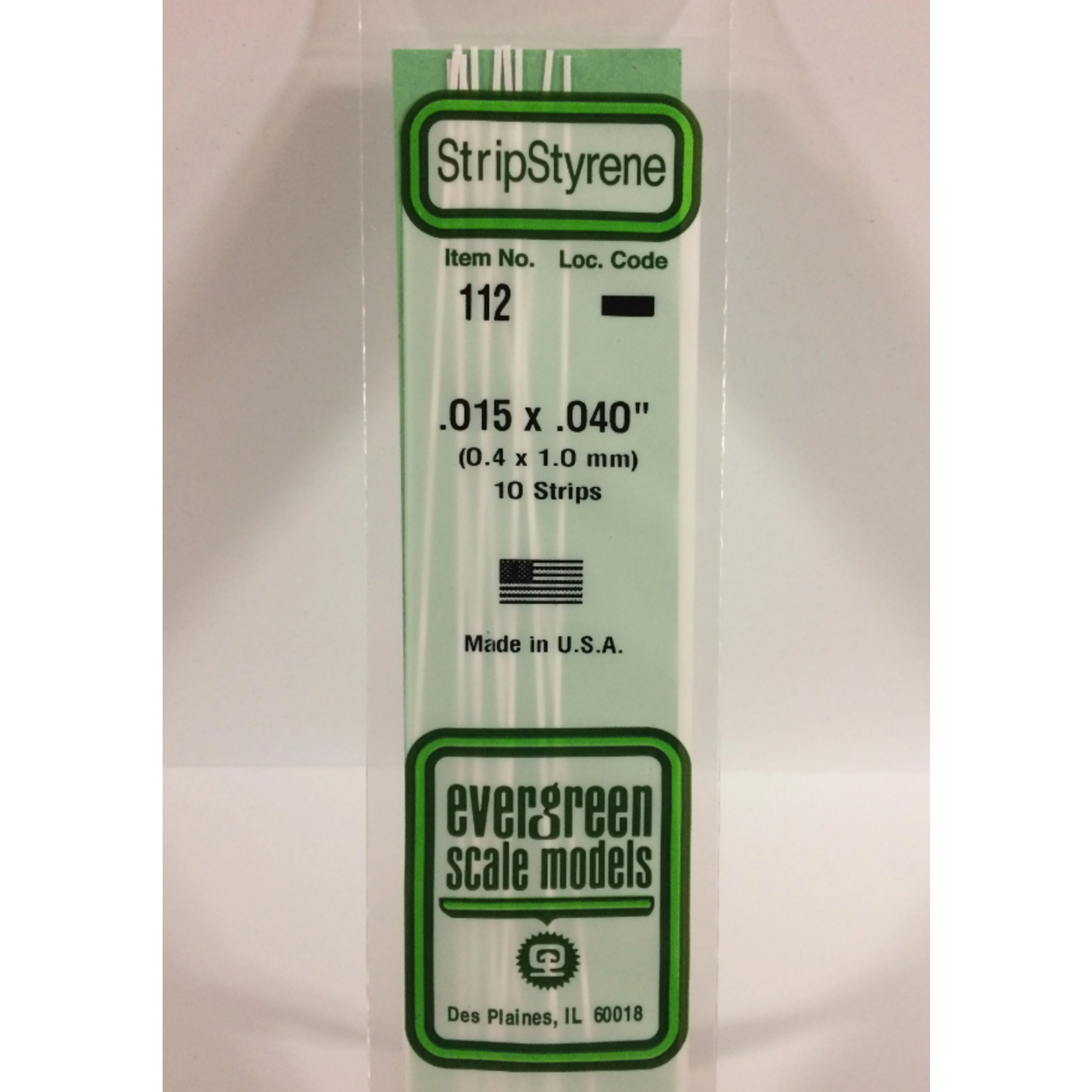 Evergreen Scale Models Evergreen 112 - .015" X .040" X 14" OPAQUE WHITE POLYSTYRENE STRIP (10) Pack