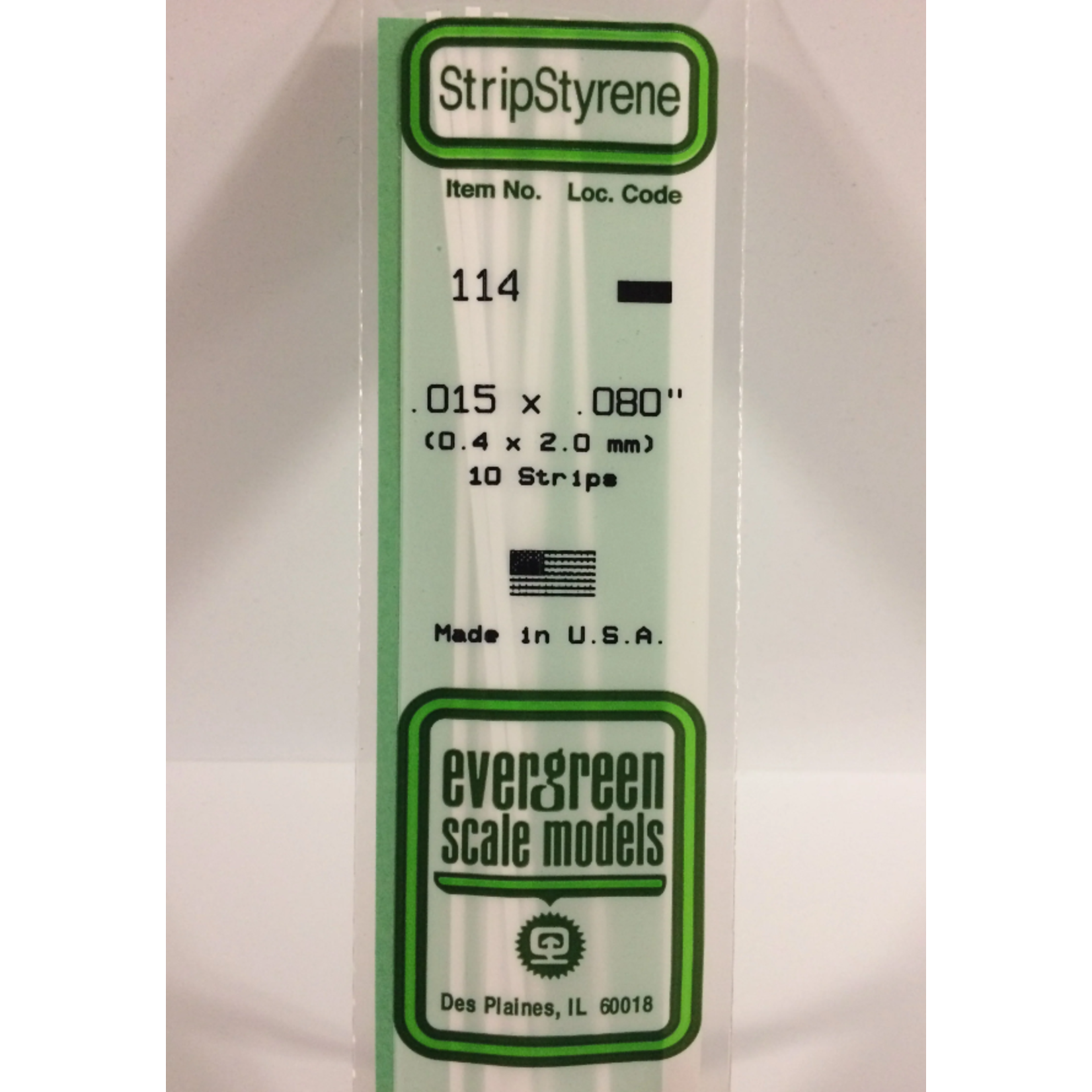 Evergreen Scale Models Evergreen 114 - .015" X .080" X 14" OPAQUE WHITE POLYSTYRENE STRIP (10) Pack