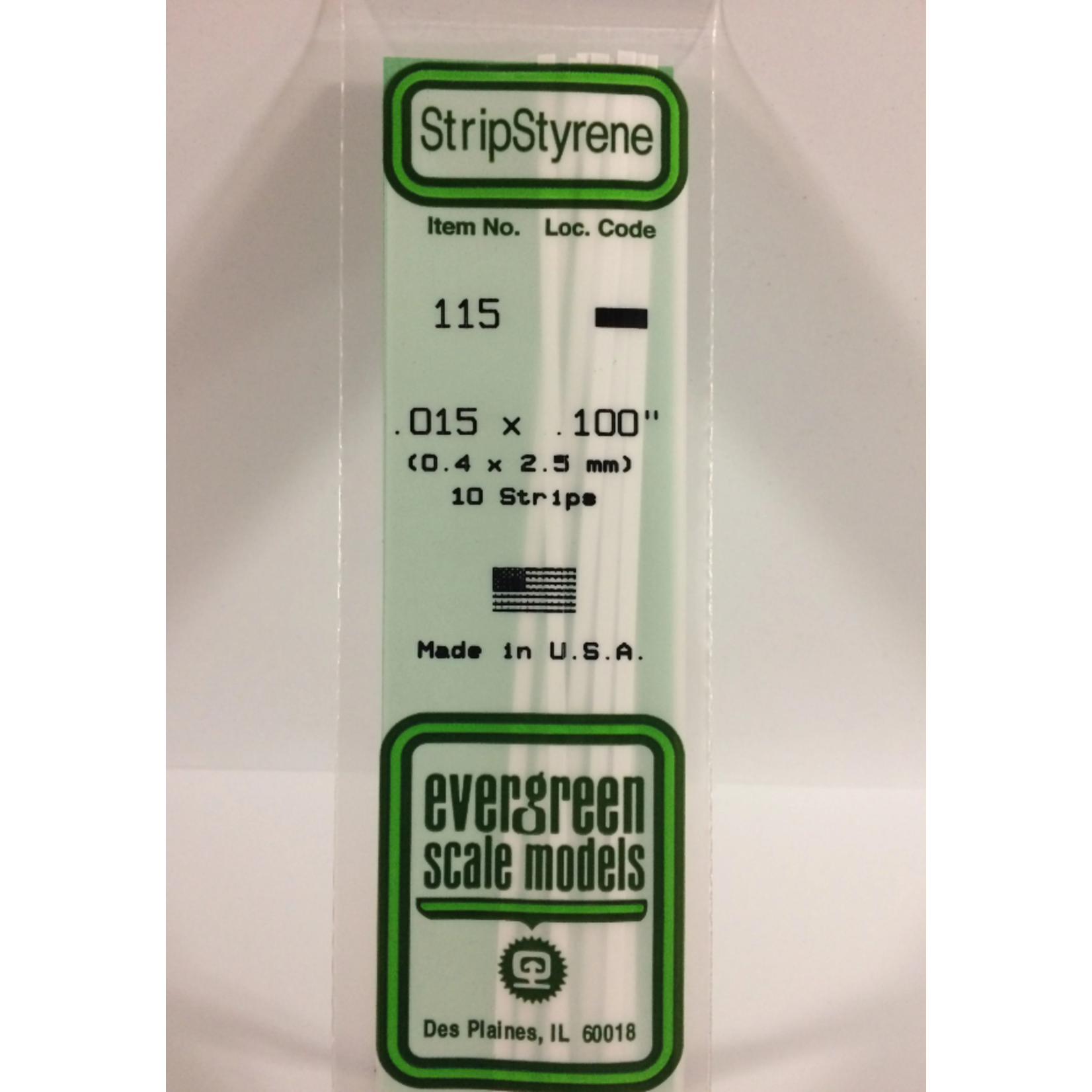 Evergreen Scale Models Evergreen 115 - .015" X .100" X 14" OPAQUE WHITE POLYSTYRENE STRIP (10) Pack