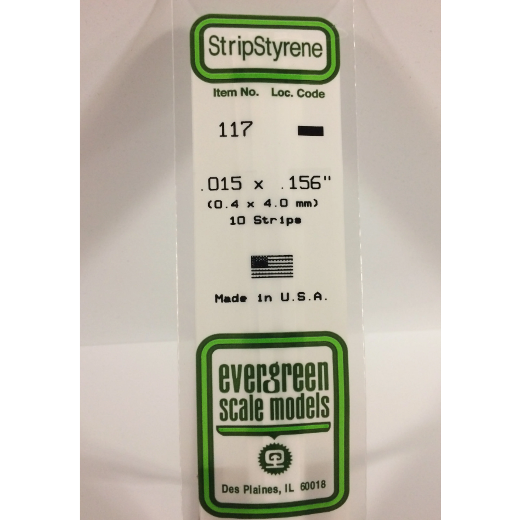 Evergreen Scale Models Evergreen 117 - .015" X .156" X 14" OPAQUE WHITE POLYSTYRENE STRIP (10) Pack