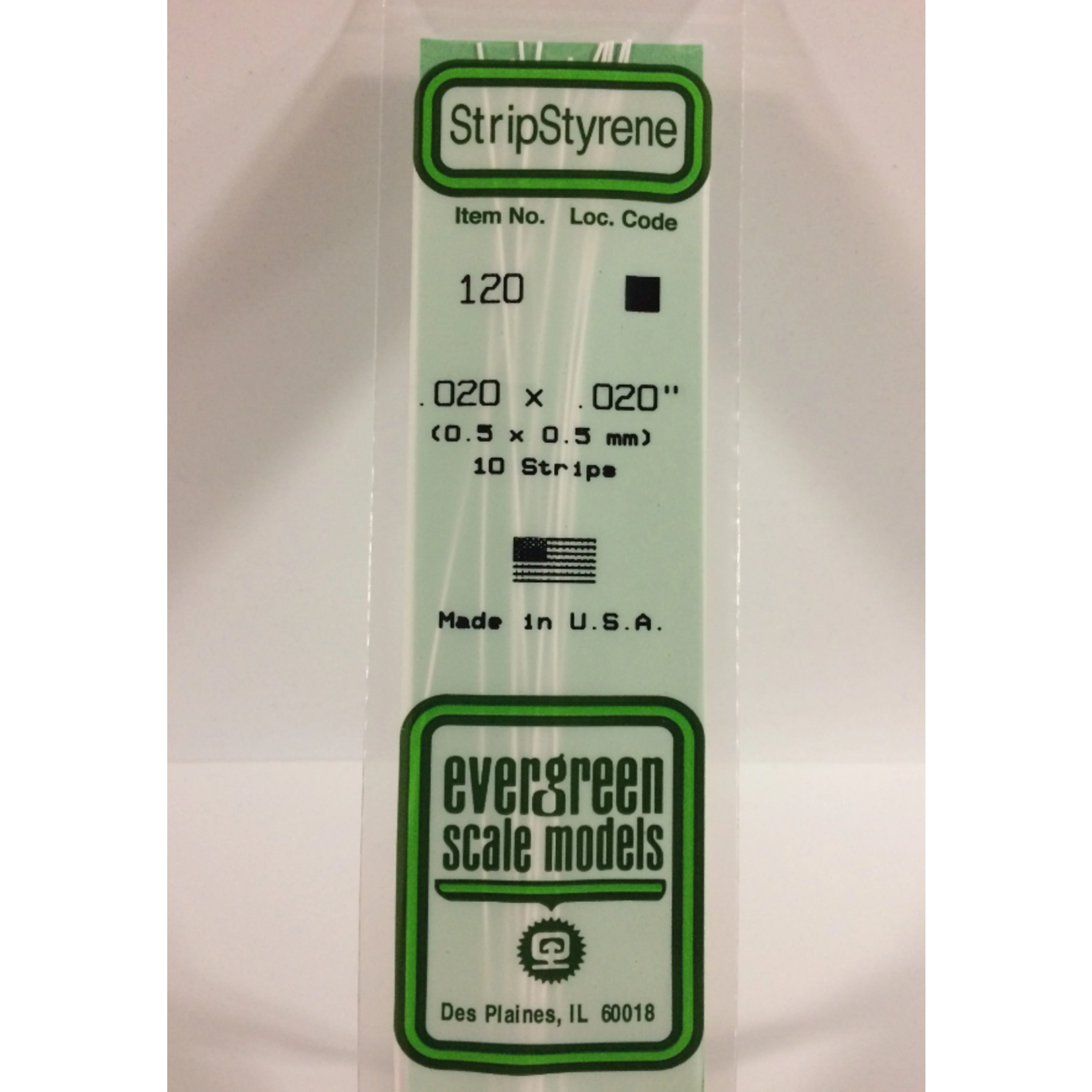 Evergreen Scale Models Evergreen 120 - .020" X .020" X 14" OPAQUE WHITE POLYSTYRENE STRIP (10) Pack