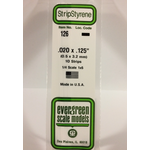 Evergreen Scale Models Evergreen 126 - .020" X .125" X 14" OPAQUE WHITE POLYSTYRENE STRIP (10) Pack