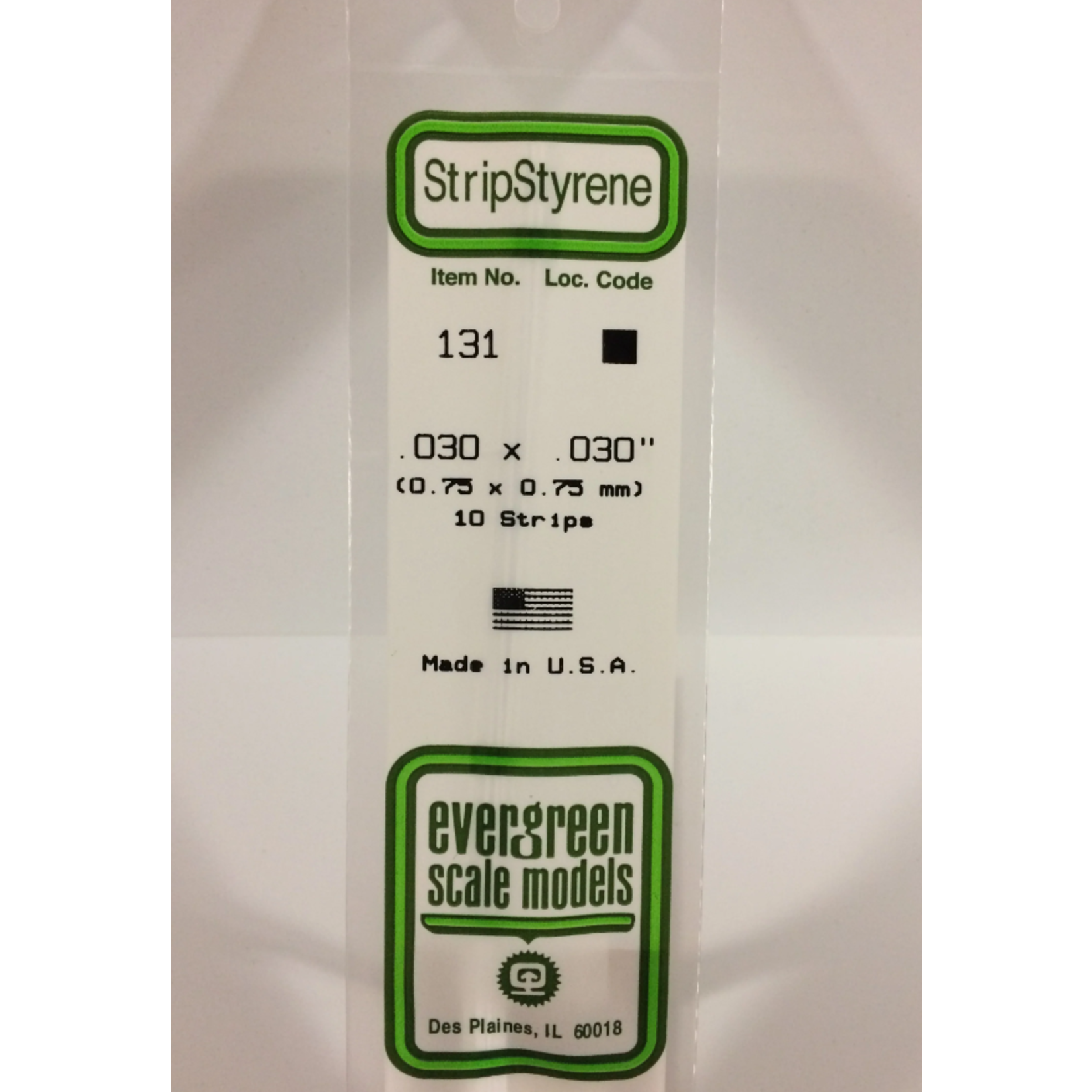 Evergreen Scale Models Evergreen 131 - .030" X .030" X 14" OPAQUE WHITE POLYSTYRENE STRIP (10) Pack