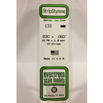 Evergreen Scale Models Evergreen 133 - .030" X .060" X 14" OPAQUE WHITE POLYSTYRENE STRIP (10) Pack
