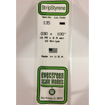 Evergreen Scale Models Evergreen 135 - .030" X .100" X 14" OPAQUE WHITE POLYSTYRENE STRIP (10) Pack