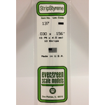 Evergreen Scale Models Evergreen 137- .030" X .156" X 14" OPAQUE WHITE POLYSTYRENE STRIP (10) Pack