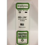 Evergreen Scale Models Evergreen 139 - .030" X .250" X 14" OPAQUE WHITE POLYSTYRENE STRIP (10) Pack
