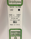 Evergreen Scale Models Evergreen 142 - .040" X .040" X 14" OPAQUE WHITE POLYSTYRENE STRIP (10) Pack Evergreen Scale Models Evergreen 142 - .040" X .040" X 14" OPAQUE WHITE POLYSTYRENE STRIP (10) Pack