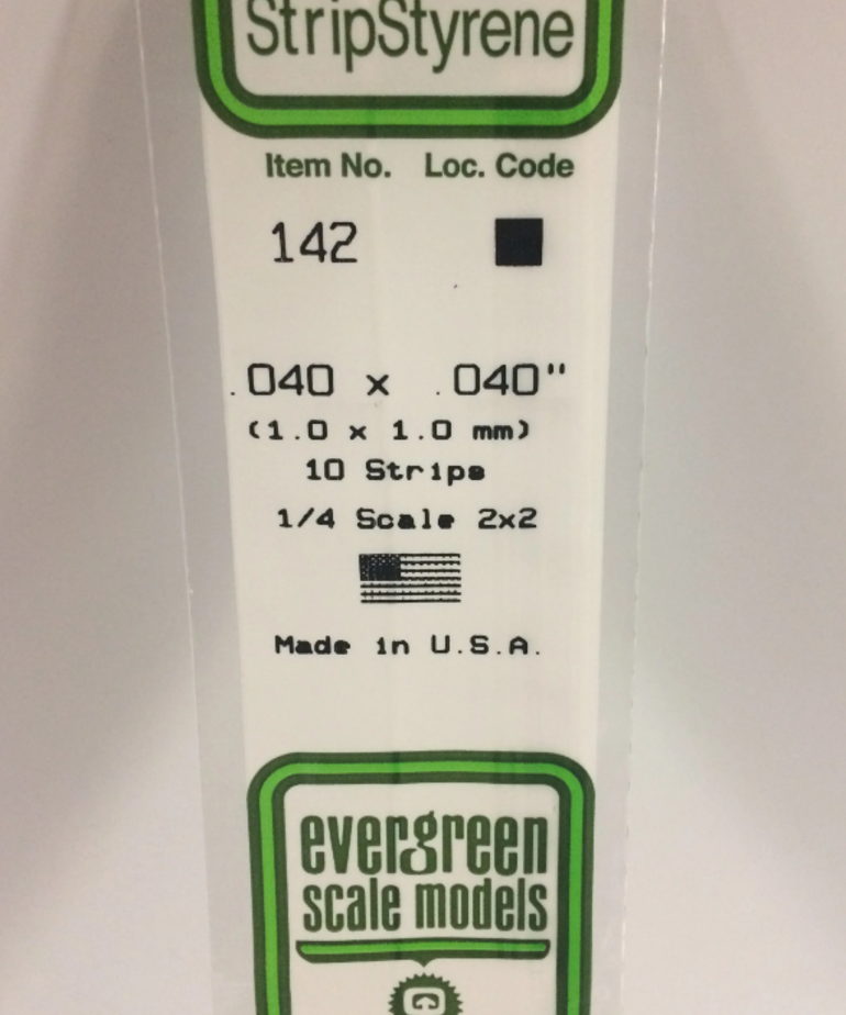 Evergreen Scale Models Evergreen 142 - .040" X .040" X 14" OPAQUE WHITE POLYSTYRENE STRIP (10) Pack
