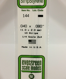Evergreen Scale Models Evergreen 144 - .040" X .080" X 14" OPAQUE WHITE POLYSTYRENE STRIP (10) Pack