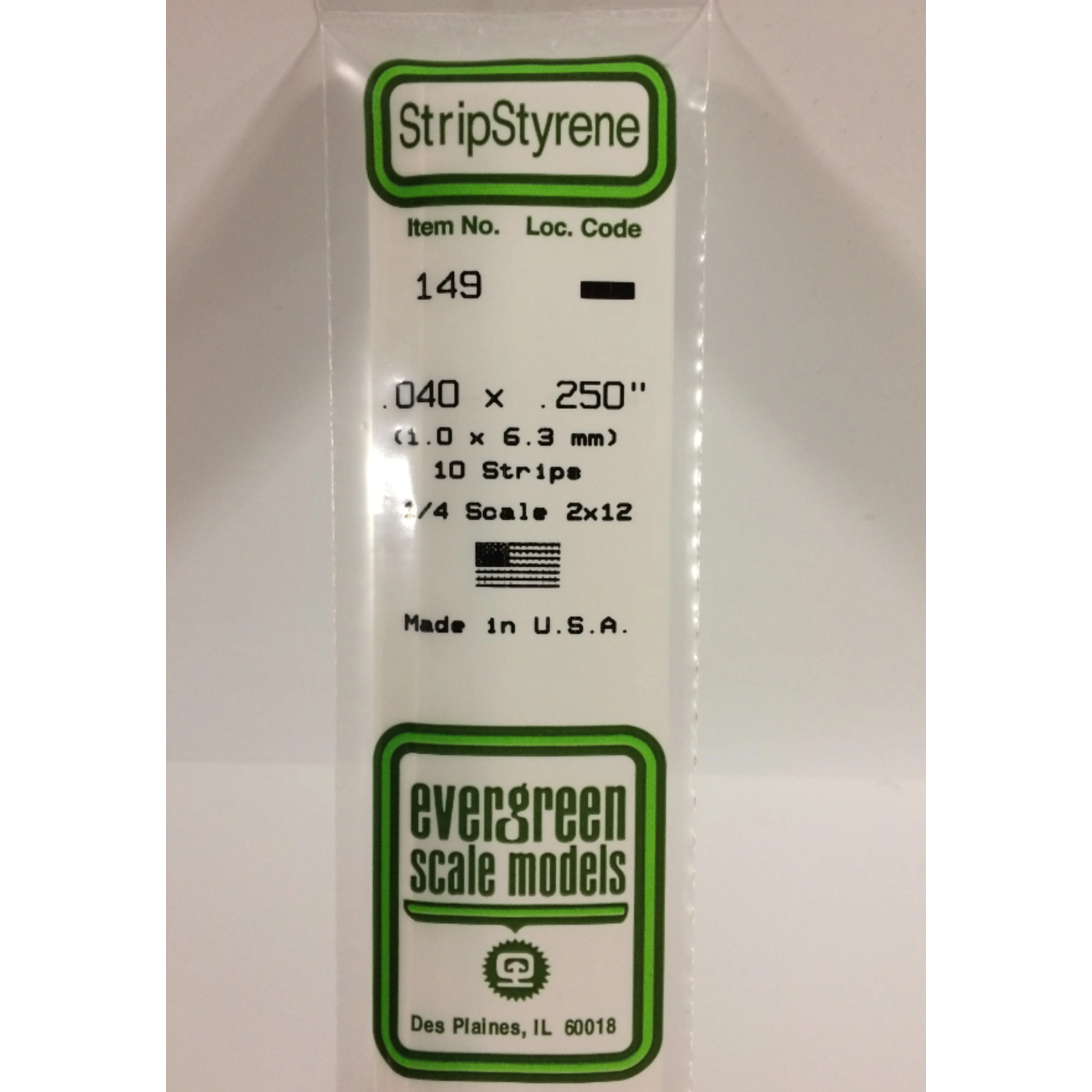 Evergreen Scale Models Evergreen 149 - .040" X .250" X 14" OPAQUE WHITE POLYSTYRENE STRIP (10) Pack