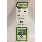Evergreen Scale Models Evergreen 155 - .060" X .100" X 14" OPAQUE WHITE POLYSTYRENE STRIP (10) Pack