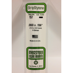 Evergreen Scale Models Evergreen 157 - .060" X .156" X 14" OPAQUE WHITE POLYSTYRENE STRIP (9) Pack