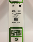 Evergreen Scale Models Evergreen 186 - .125" X .125" X 14" OPAQUE WHITE POLYSTYRENE STRIP (6) Pack Evergreen Scale Models Evergreen 186 - .125" X .125" X 14" OPAQUE WHITE POLYSTYRENE STRIP (6) Pack