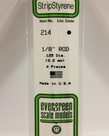 Evergreen Scale Models Evergreen 214 - .125" (3.2MM) X 14" OPAQUE WHITE POLYSTRENE ROD (4) Pack