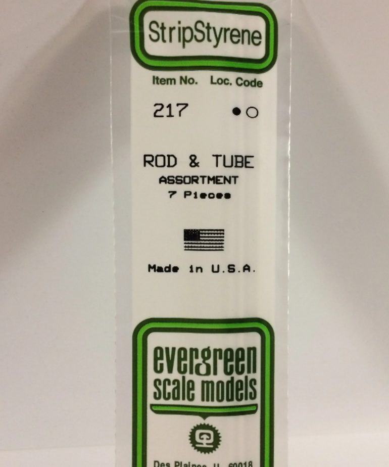 Evergreen Scale Models Evergreen 217 - 14" OPAQUE WHITE POLYSTRYENE ROD AND TUBE ASSORTMENT (7) Pack