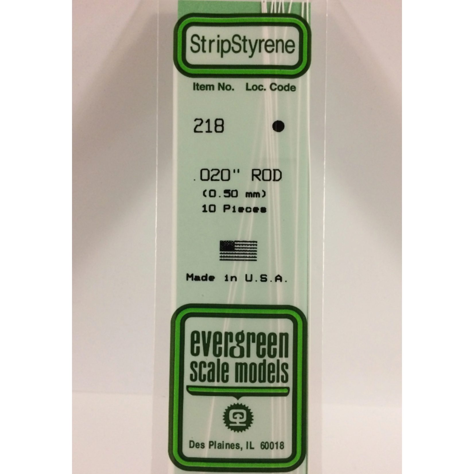 Evergreen Scale Models Evergreen 218 - .020" (.5MM) X 14" OPAQUE WHITE POLYSTYRENE ROD (10) Pack