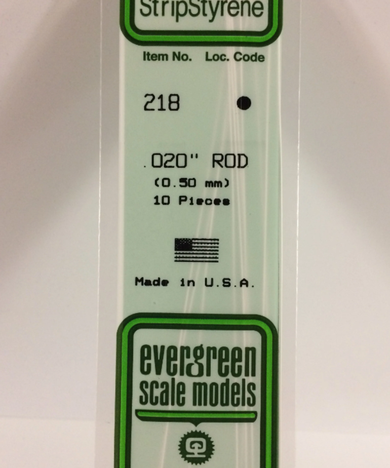 Evergreen Scale Models Evergreen 218 - .020" (.5MM) X 14" OPAQUE WHITE POLYSTYRENE ROD (10) Pack