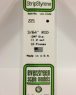 Evergreen Scale Models Evergreen 221 - .047" (1.2MM) X 14" OPAQUE WHITE POLYSTYRENE ROD (10) Pack