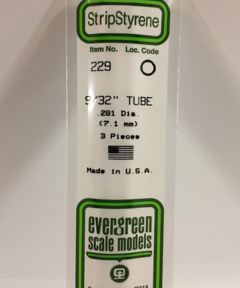 Evergreen Scale Models Evergreen 229 - .281" (7.1MM) X 14" OPAQUE WHITE POLYSTYRENE Tubing (3) Pack