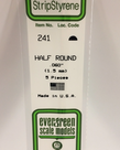 Evergreen Scale Models Evergreen 241 - .060" (1.5MM) X 14" OPAQUE WHITE POLYSTYRENE HALF ROUND (5) Pack Evergreen Scale Models Evergreen 241 - .060" (1.5MM) X 14" OPAQUE WHITE POLYSTYRENE HALF ROUND (5) Pack