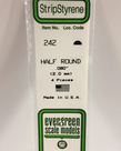 Evergreen Scale Models Evergreen 242 - .080" (2.0MM) X 14" OPAQUE WHITE POLYSTYRENE HALF ROUND (4) Pack Evergreen Scale Models Evergreen 242 - .080" (2.0MM) X 14" OPAQUE WHITE POLYSTYRENE HALF ROUND (4) Pack