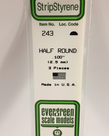 Evergreen Scale Models Evergreen 243 - .100" (2.5MM) X 14" OPAQUE WHITE POLYSTYRENE HALF ROUND (3) Pack Evergreen Scale Models Evergreen 243 - .100" (2.5MM) X 14" OPAQUE WHITE POLYSTYRENE HALF ROUND (3) Pack