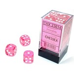 Chessex Chessex D6 16mm Translucent Pink with White (12) Set