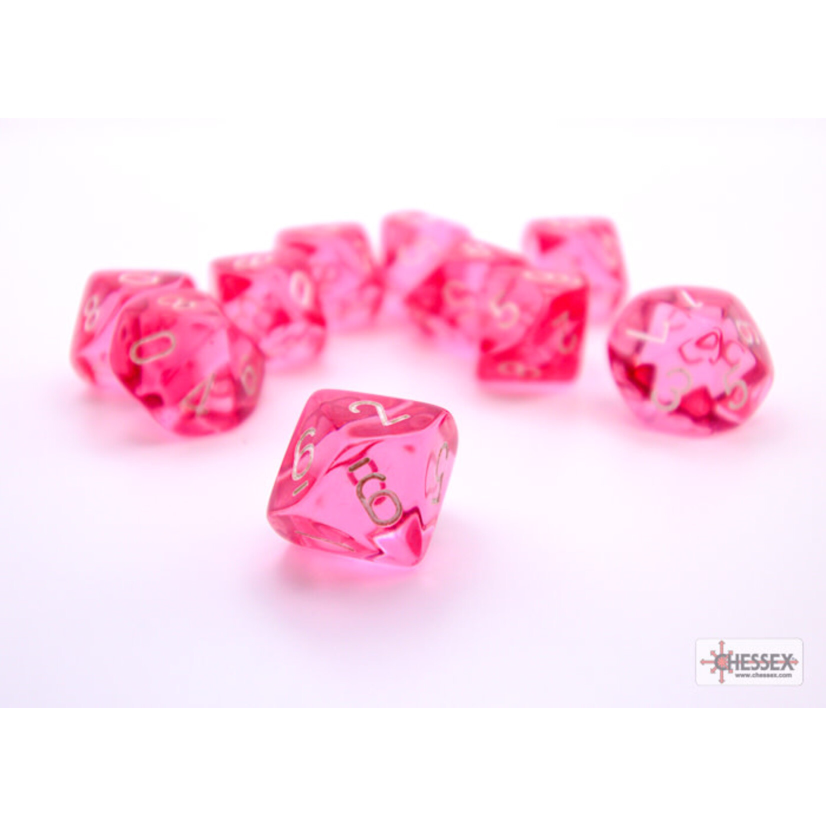 Chessex Chessex D10 Translucent Pink with White (10) Set