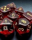 Chessex Chessex Lab Dice Translucent Crimson With Gold (7) Set