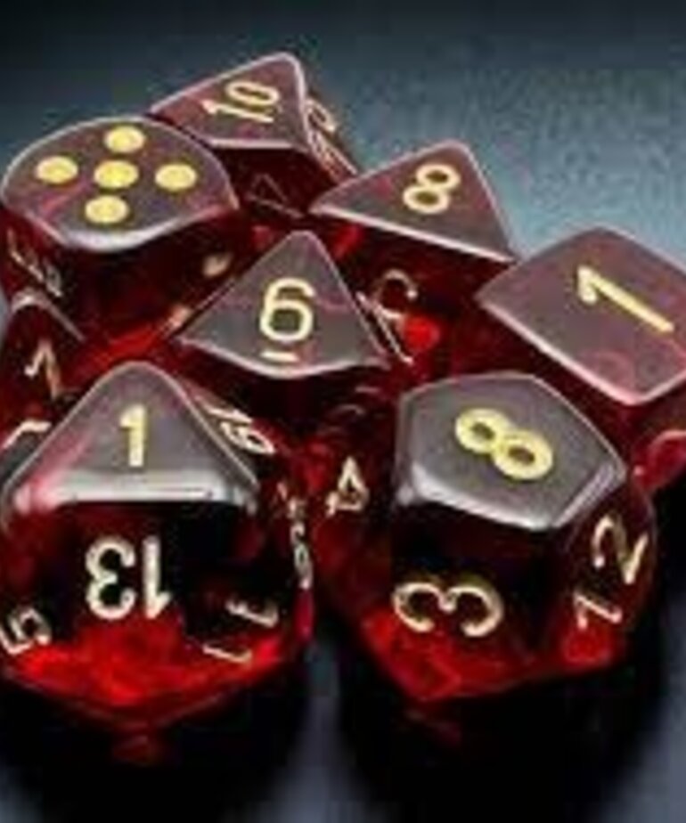 Chessex Chessex Lab Dice Translucent Crimson With Gold (7) Set