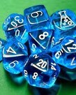 Chessex Chessex Lab Dice Translucent Tropical Blue With White (7) Set