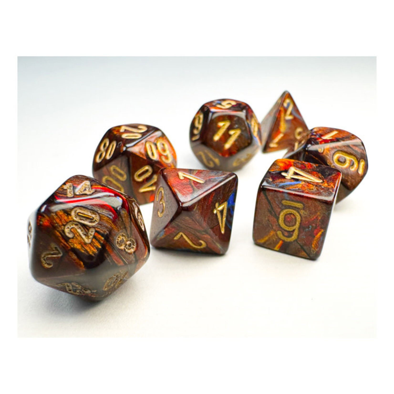 Chessex Chessex Miniature Polyhedral Scarab Blue Blood with Gold (7) Set