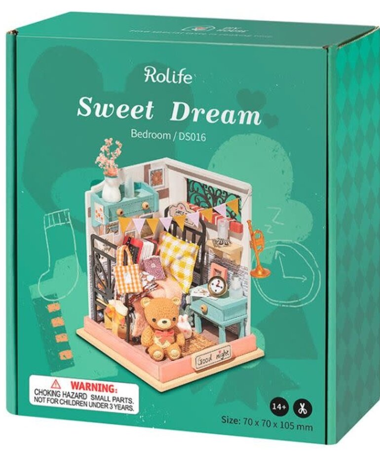 Robotime Rolife DIY Miniature Dollhouse Kit: Sweet Dream Bedroom