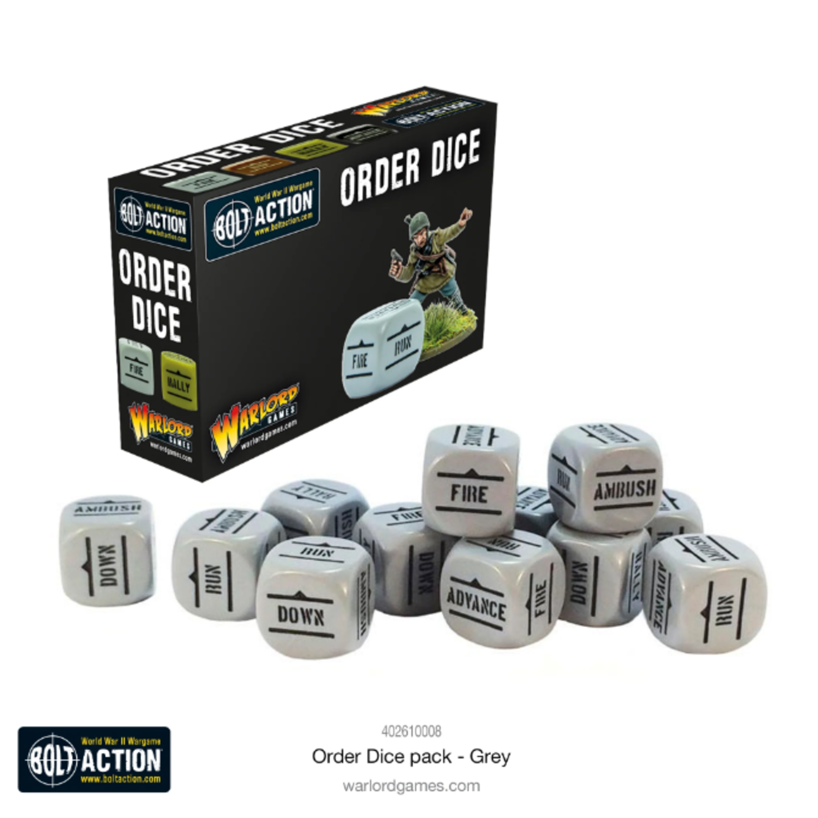 Warlord Games Bolt Action Orders Dice Grey