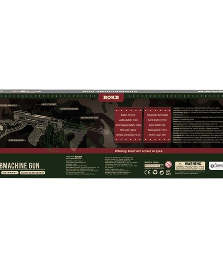 Robotime Submachine Gun Rubber Band Gun