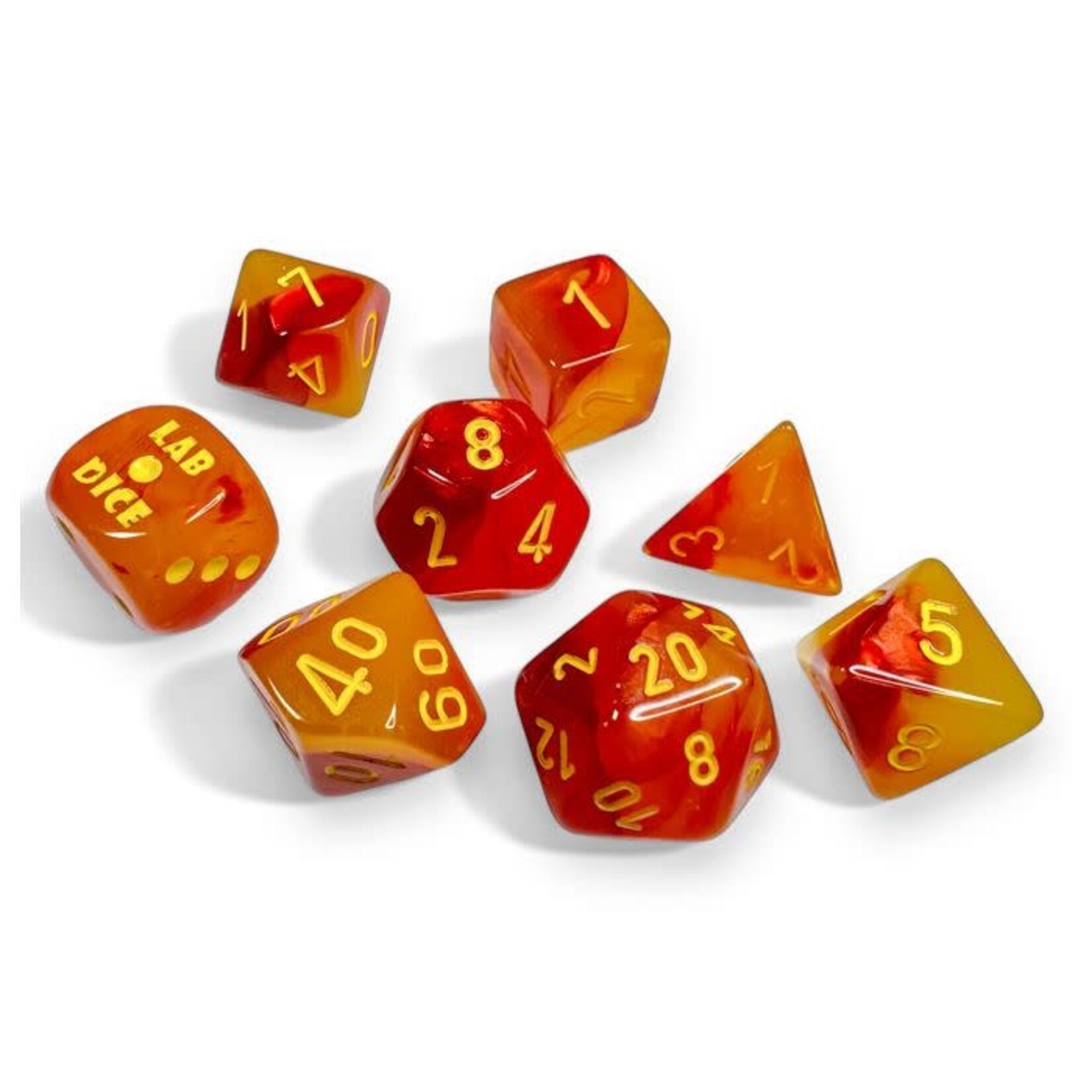 Chessex Chessex Lab Dice Gemini Gellow Luminary Red/yellow (7) Set