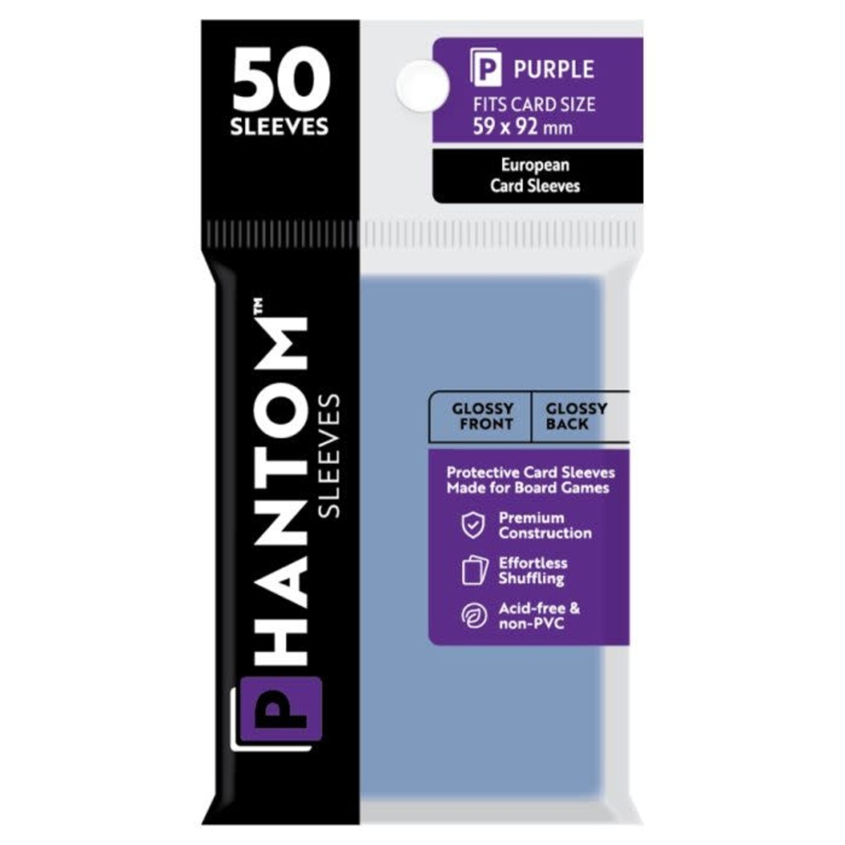 Capstone Games Phantom European Card Sleeves 59x92mm  (50) Pack (Purple)