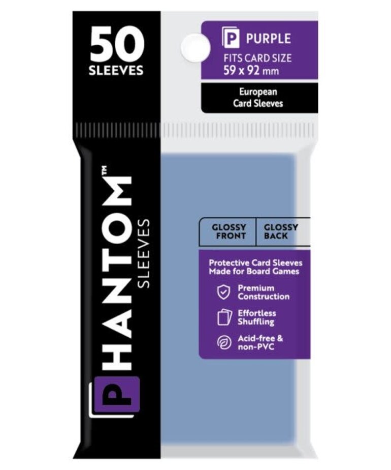 Capstone Games Phantom European Card Sleeves 59x92mm  (50) Pack (Purple)