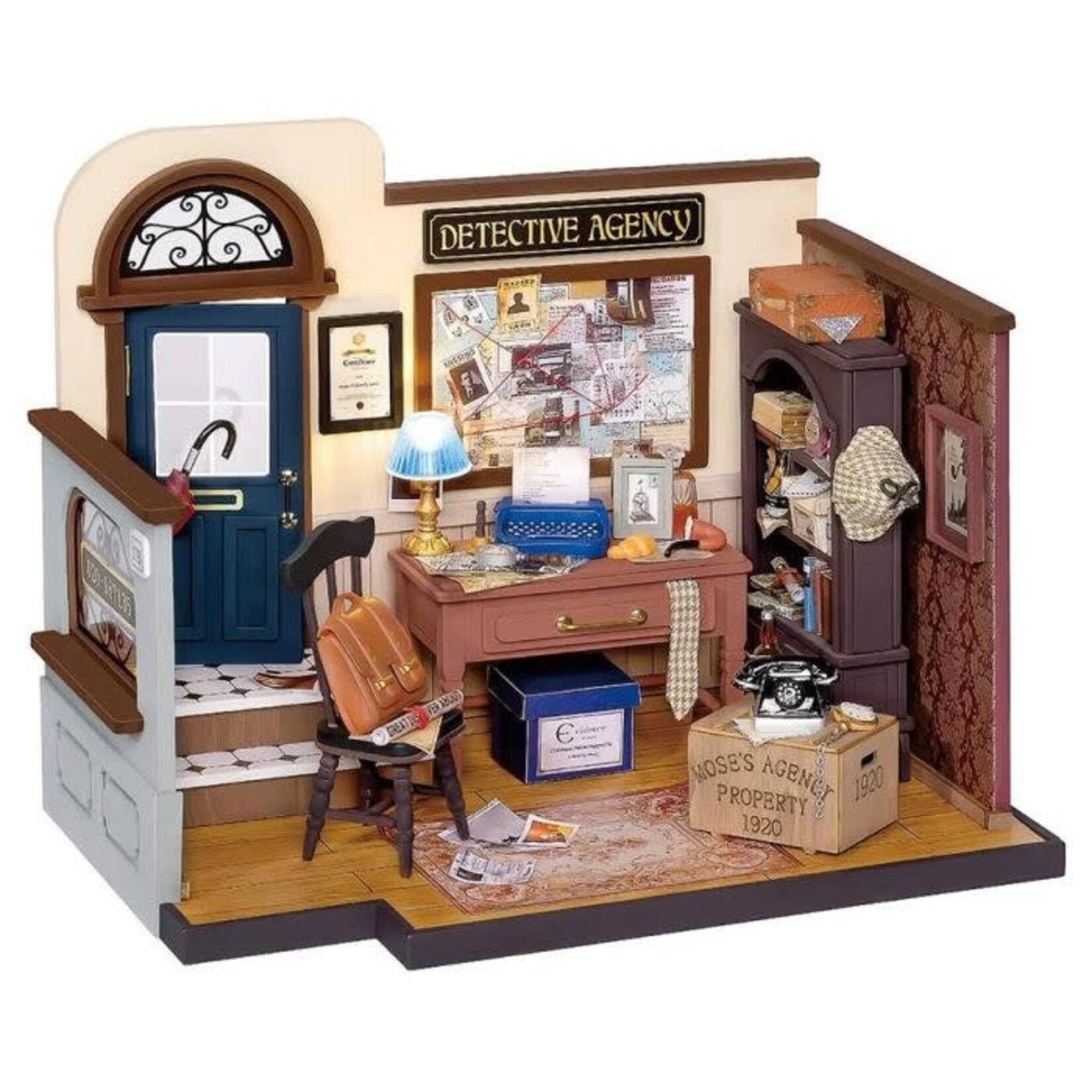 Robotime Rolife DIY Miniature Dollhouse Kit: Mose's Detective Agency