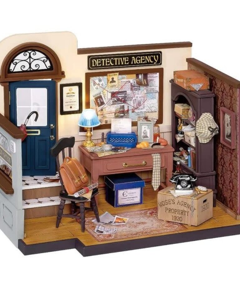 Robotime Rolife DIY Miniature Dollhouse Kit: Mose's Detective Agency
