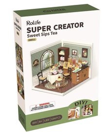 Robotime Rolife DIY Miniature Dollhouse Kit: Sweet Sips Tea