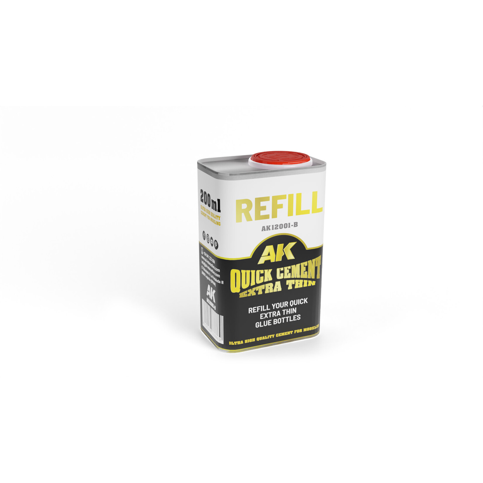 AK Interactive AK-12001-B REFILL Plastic Quick Cement Extra Thin Density (200ml)