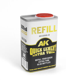 AK Interactive AK-12001-B REFILL Plastic Quick Cement Extra Thin Density (200ml)
