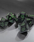 Chessex Chessex Polyhedral Opaque Black with Green (7) Set