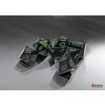 Chessex Chessex Polyhedral Opaque Black with Green (7) Set