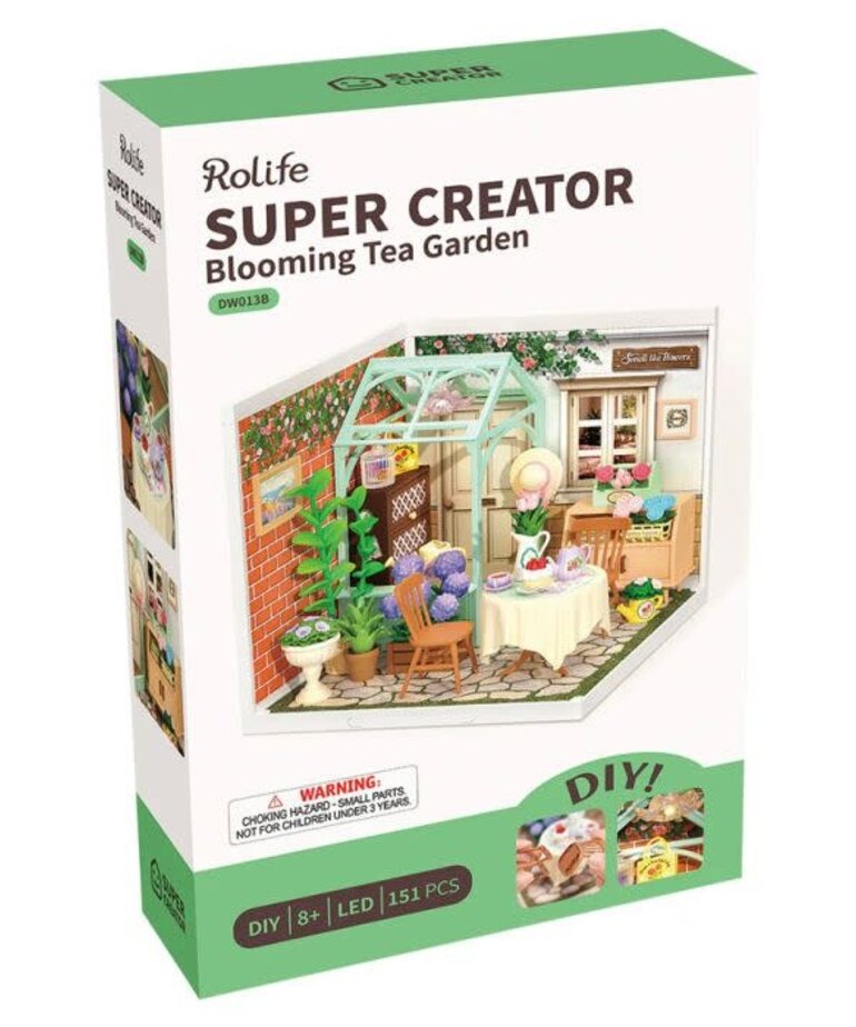 Robotime Rolife DIY Miniature Dollhouse Kit: Blooming Tea Garden