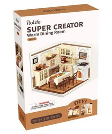 Robotime Rolife DIY Miniature Dollhouse Kit: Warm Dining Room